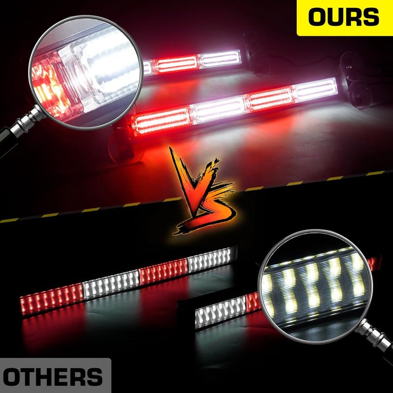 LRTER 2 in 1 Emergency Strobe Traffic Advisor Light Bar w/Remote Control Warning Hazard Safety Interior Windshield Lights for Trucks Police Law Enforcement POV Vehicles(2x17.7, Red/White) - Image 4